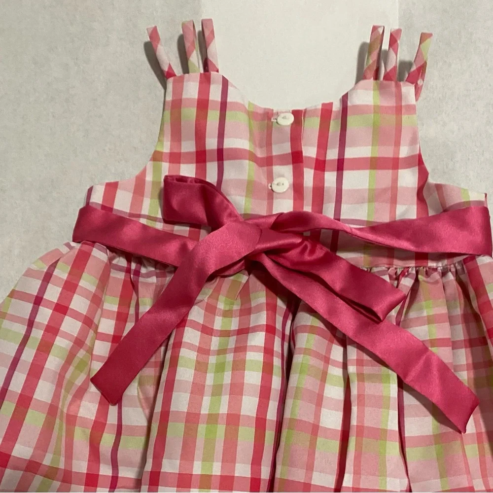 Bonnie Jean Size 3T- 4T Girls Plaid Dress & Bolero Pink Green Formal Church Set